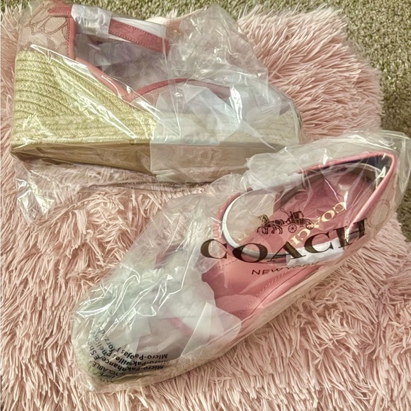 NEW Coach Raine Signature Jacquard Pink Espadrille Wedge Sandals Size 11M - Picture 6 of 16